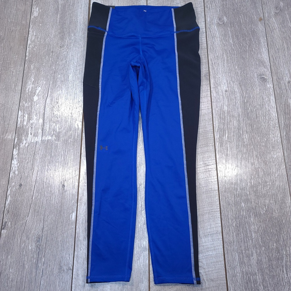 Under Armour Compression Leggings Womens Size Large Blue Black Cold Weather